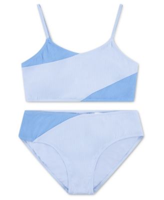 Girls' Cross Wrap Asymmetrical Neck Top & Swim Bottoms, 2-Piece Set