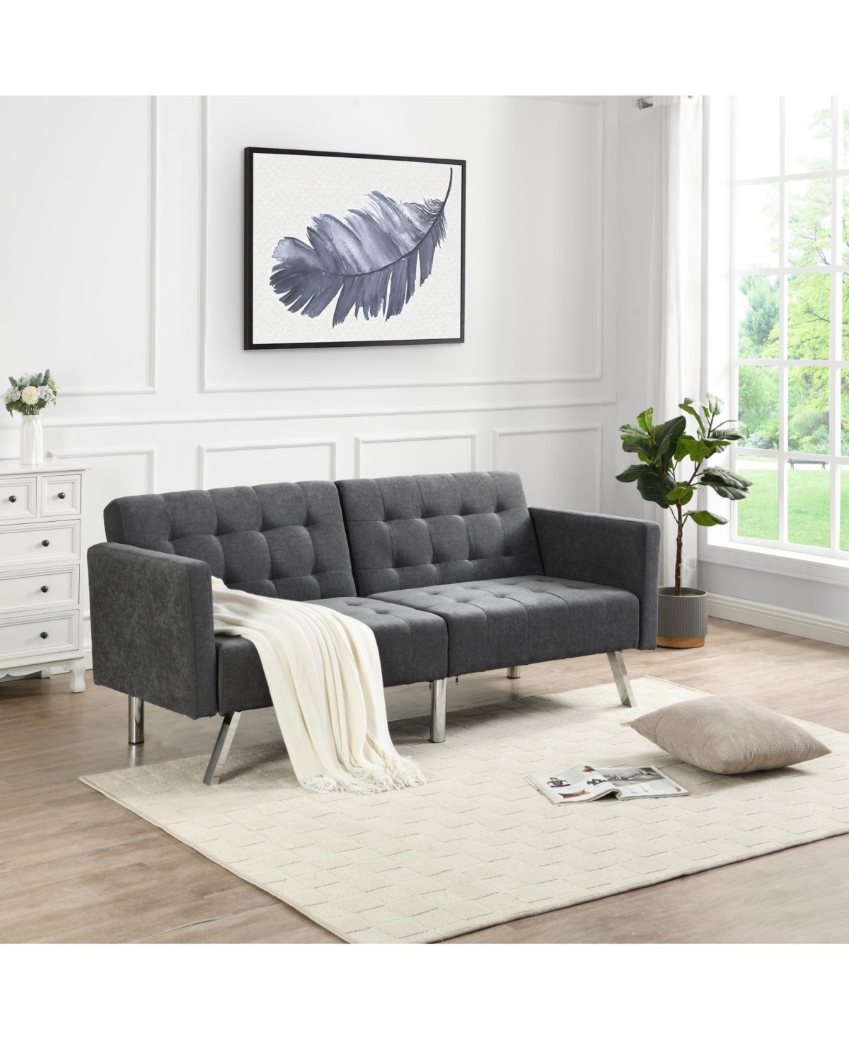 Streamdale Furniture Stylish & Comfy Convertible Linen Sofa Bed for Small Spaces