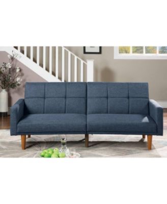 Transitional Navy Sofa with Tufted Cushion