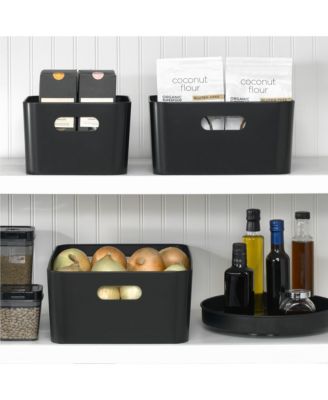 Metal Storage Bin with Handles - Set of 2 - Black