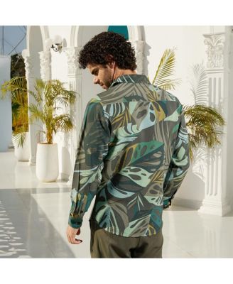 Men's Jungle Green Palm Print Casual Shirt