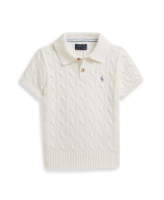 Boys' 2-7 Cable-Knit Cotton Polo Sweater