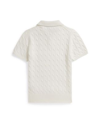 Boys' 8-20 Cable-Knit Cotton Polo Sweater