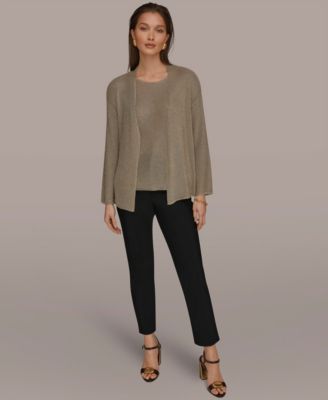 Women's Metallic V-Neck Long-Sleeve Cardigan