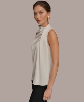 Women's Sleeveless Twist-Front Drape Blouse