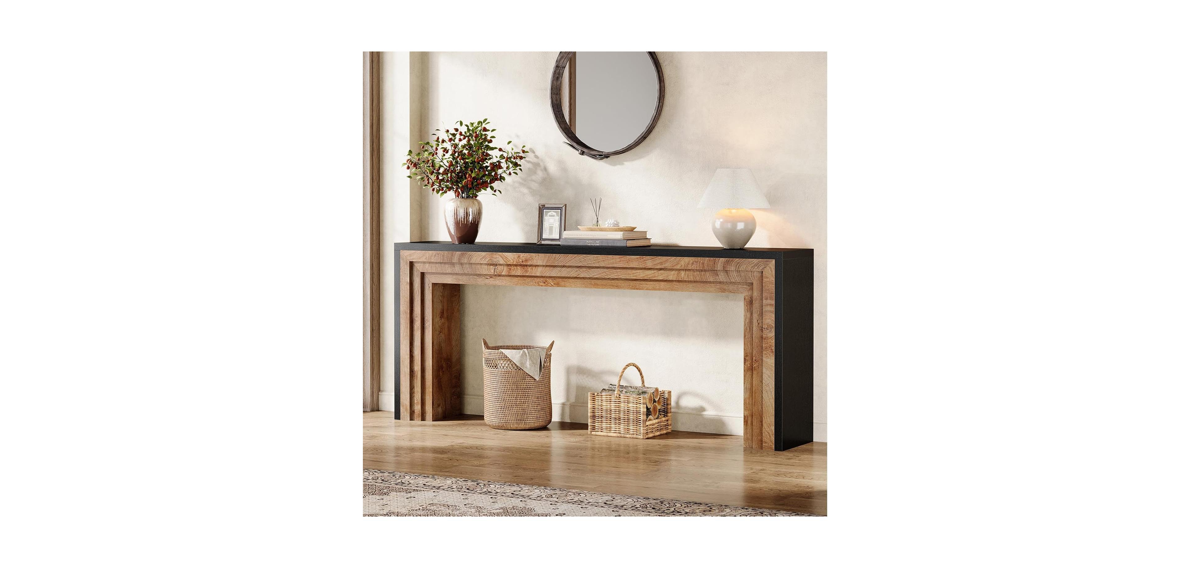 Tribesigns 70.9-Inch Long Console Table, Farmhouse Narrow Wooden Sofa Table Behind The Couch for Living Room, Entryway, Hallway, Foyer