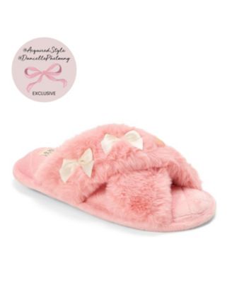 Women's Jessica Bows Furry Crossband Slide Slipper