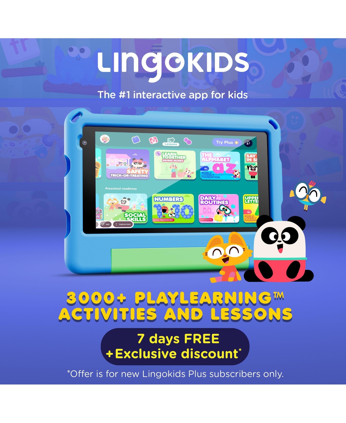 Contixo 7" A7 Educational Kids Tablet with Epic! and Lingokids 32GB Parental Controls & Kid-Proof Case