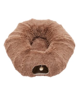 Brown Cat Tunnel with Cat Bed