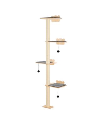 4-Piece Wall-Mounted Pine Wood Cat Shelf Set, Holds up to 40 lbs