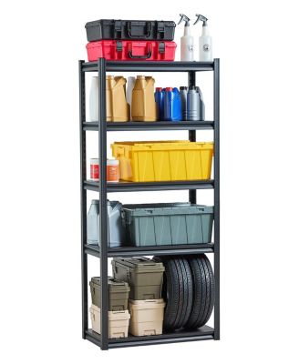 5-Tier Storage Shelves, 2000-Lb Capacity, 16"D x 32"W x 72"H, Adjustable Metal Utility Rack, Black