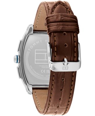 Men's Multifunction Brown Leather Strap Watch, 36mm