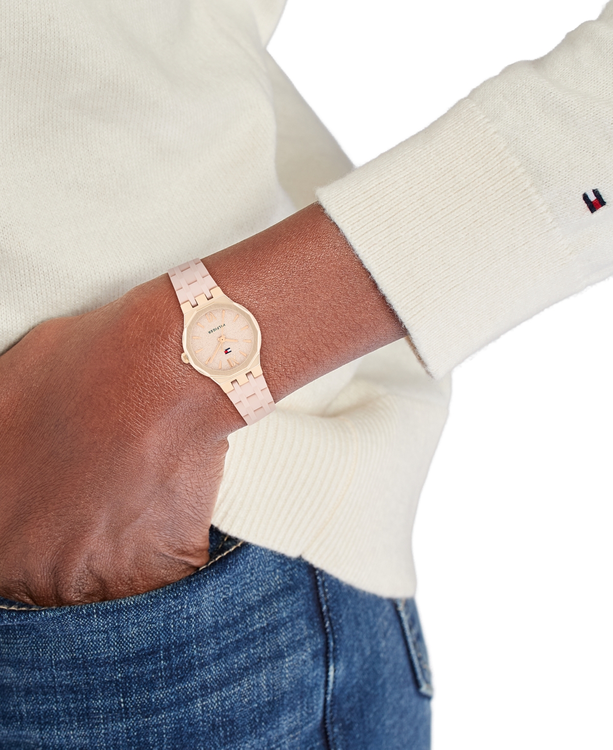 Tommy Hilfiger Women's Quartz Blush Silicone Strap Watch, 25mm