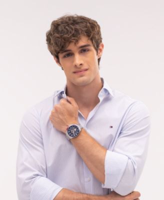 Men's Chronograph Silver Tone Stainless Steel Bracelet Watch, 44mm