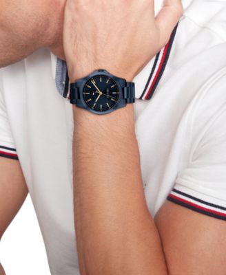 Men's Quartz Ionic Plated Blue Stainless Steel Bracelet Watch, 42mm