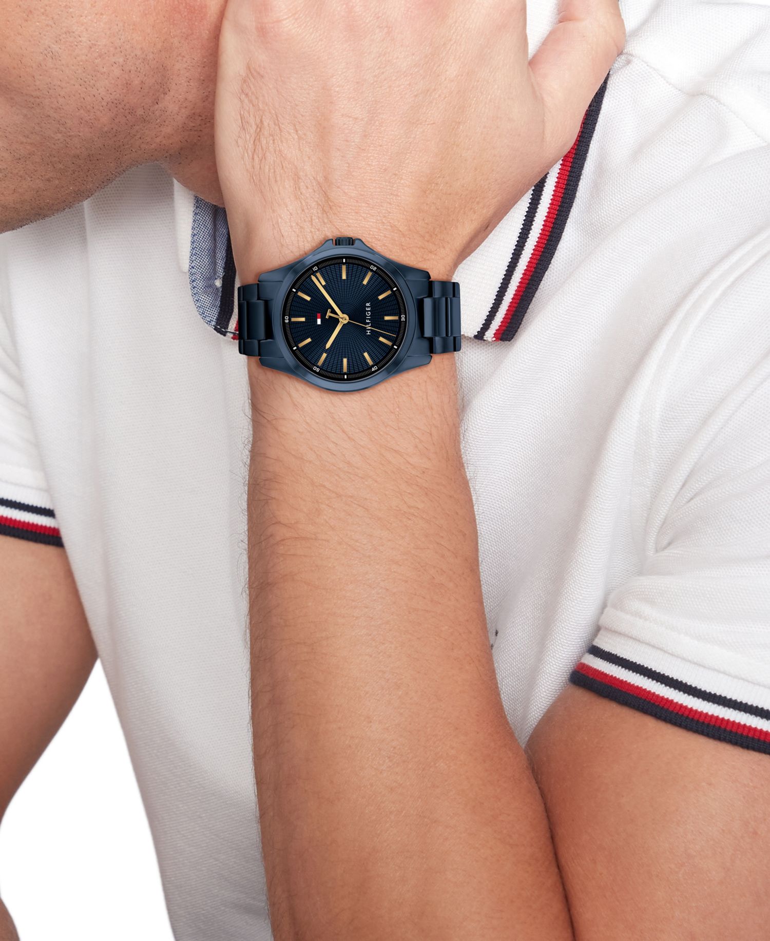 Men's Quartz Ionic Plated Blue Stainless Steel Bracelet Watch, 42mm