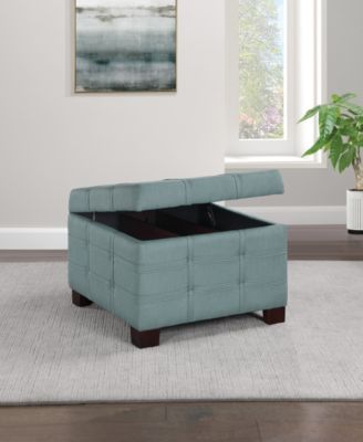 17.25" Leather Detour Strap Square Storage Ottoman