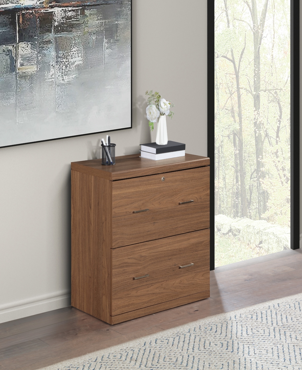 Osp Home Furnishings 28.5" Wood Alpine 2-Drawer Lateral File with Lockdowel Fastening System