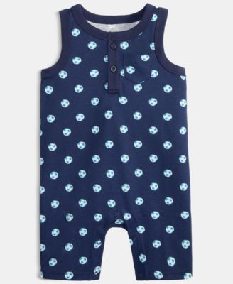 Baby Boys' Soccer-Print Cotton Sunsuit