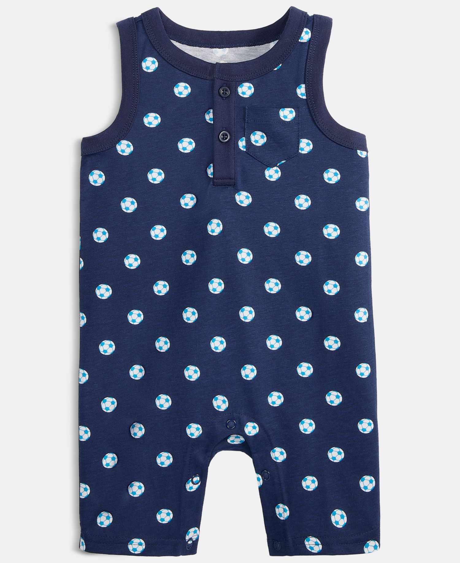Baby Boys' Soccer-Print Cotton Sunsuit