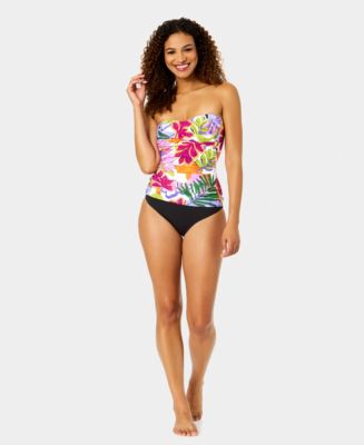 Anne Cole Mod Tropical Twist Front Bandeaukini Top - Multi Color