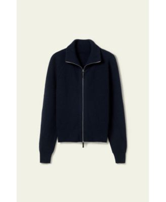 Women's Ribbed-knit Turtleneck Zip Cardigan