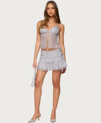 Women's Kylie Beaded Flared Mini Skirt