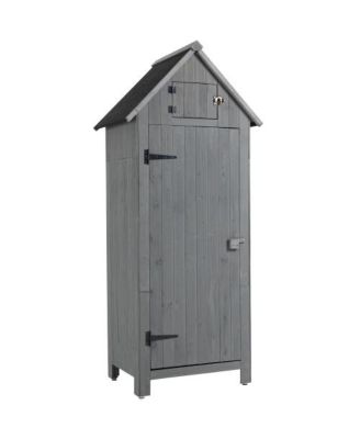 30.3inch L x 21.3inch W x 70.5inch H Outdoor Storage Cabinet Tool Shed Wooden Garden Shed Gray
