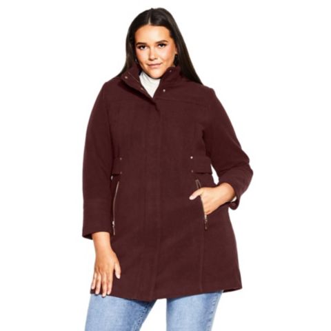 Женские куртки AVENUE Plus Size Faux Wool Plain Coat