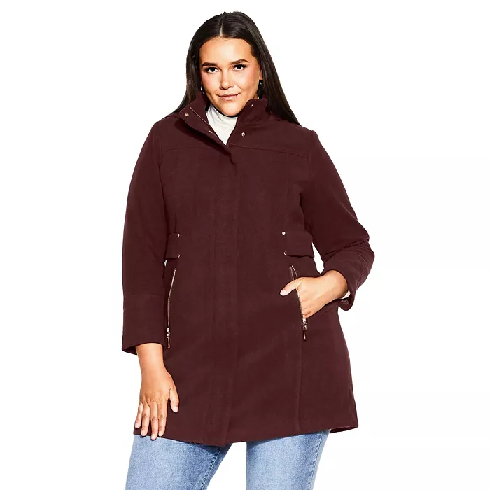 Women's Faux Wool Plain Coat