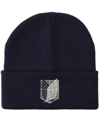 Men's Embroidered Survey Corps Logo Black Cuff Beanie