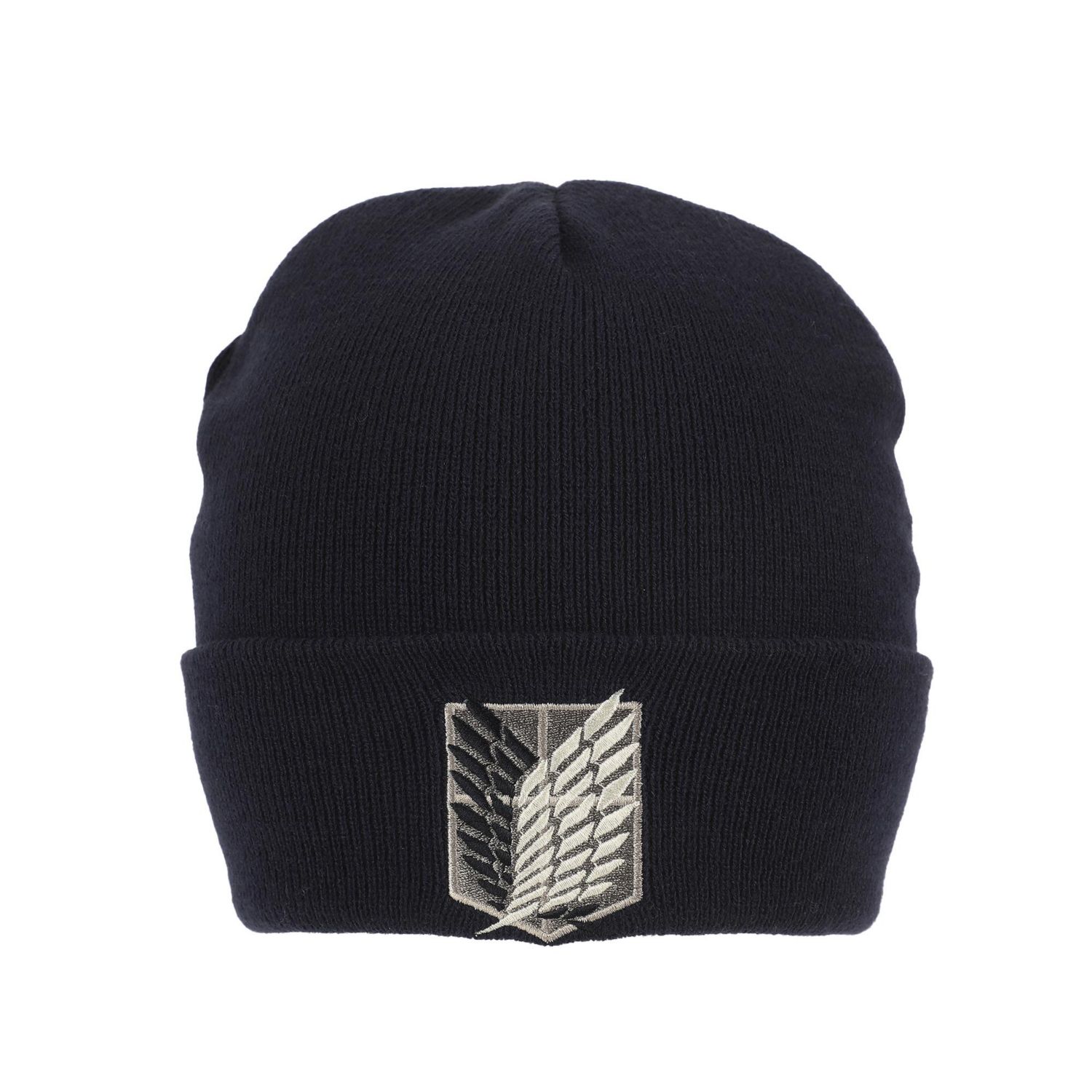 Men's Embroidered Survey Corps Logo Black Cuff Beanie