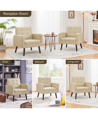 Modern Faux Leather Arm Chair Tufted Accent Chair