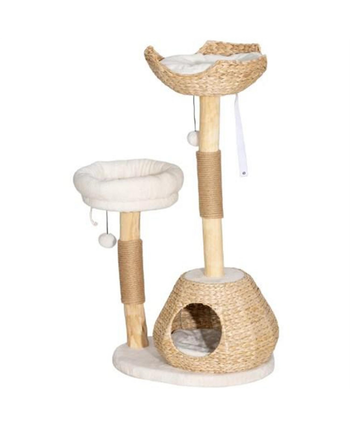 Aostirmotor 40.6'' Cat Tree with Wooden Cat Scratching Posts in Wood