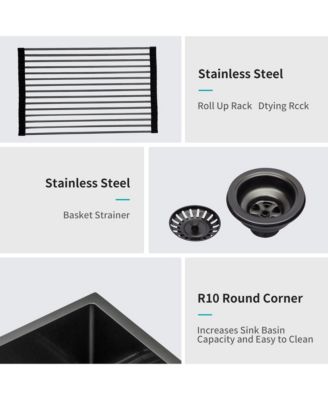 30x21x10inch Gunmetal Black Farmhouse Kitchen Sink Stainless Steel Apron Front 16 Gauge