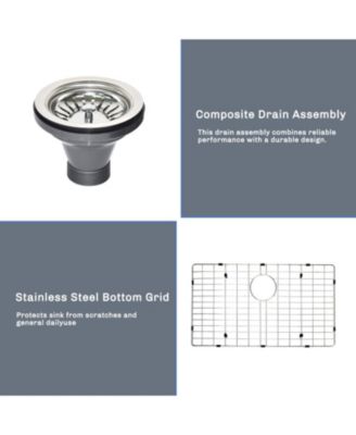 27x18inch Undermount Kitchen Sink 18 Gauge Stainless Steel Deep Basin Sink Grid Included