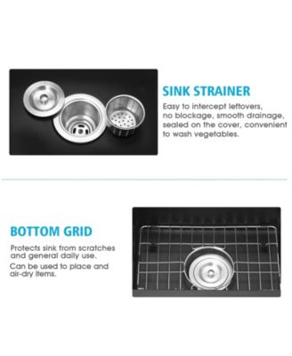 13.77x17.71inch Quartz Undermount Bar Sink with Basket Strainer Heat Stain Resistant