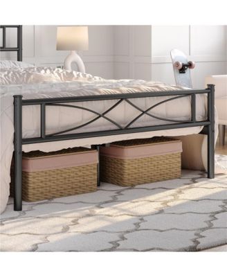 Simple Full Metal Bed Frame with Curved Design Headboard and Footboard