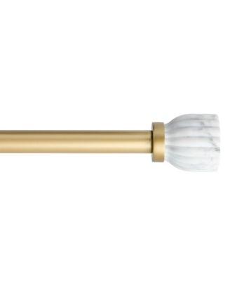 Marbled Flute Single Curtain Rod and Finial, Adjustable Length 66”-120”