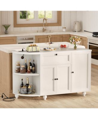 Kitchen Sideboard Buffet Cabinet with Drawer & Cabinets, 55'' Coffee Bar with Power Outlets & Wine Rack
