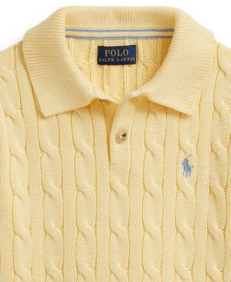 Boys' 2-7 Cable-Knit Cotton Polo Sweater