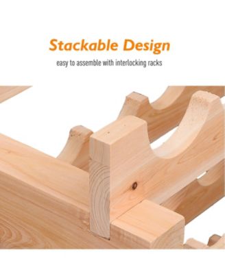 72 Bottle Stackable Modular 6 Row Home Wood Wine Storage Rack