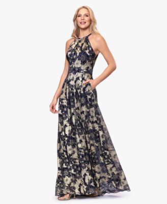 Women's Halter Neck Wrap Foil Gown