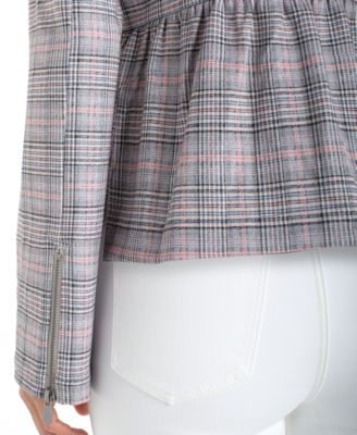 Petite Collarless Zip Front Peplum Jacket