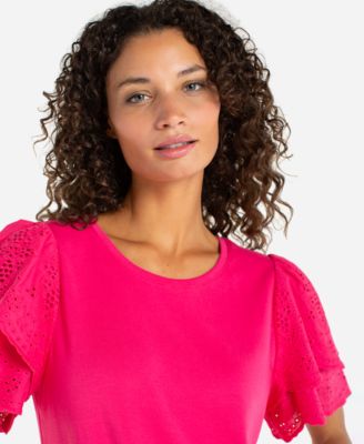 Women's Crew Neck Knit-To-Woven T-Shirt
