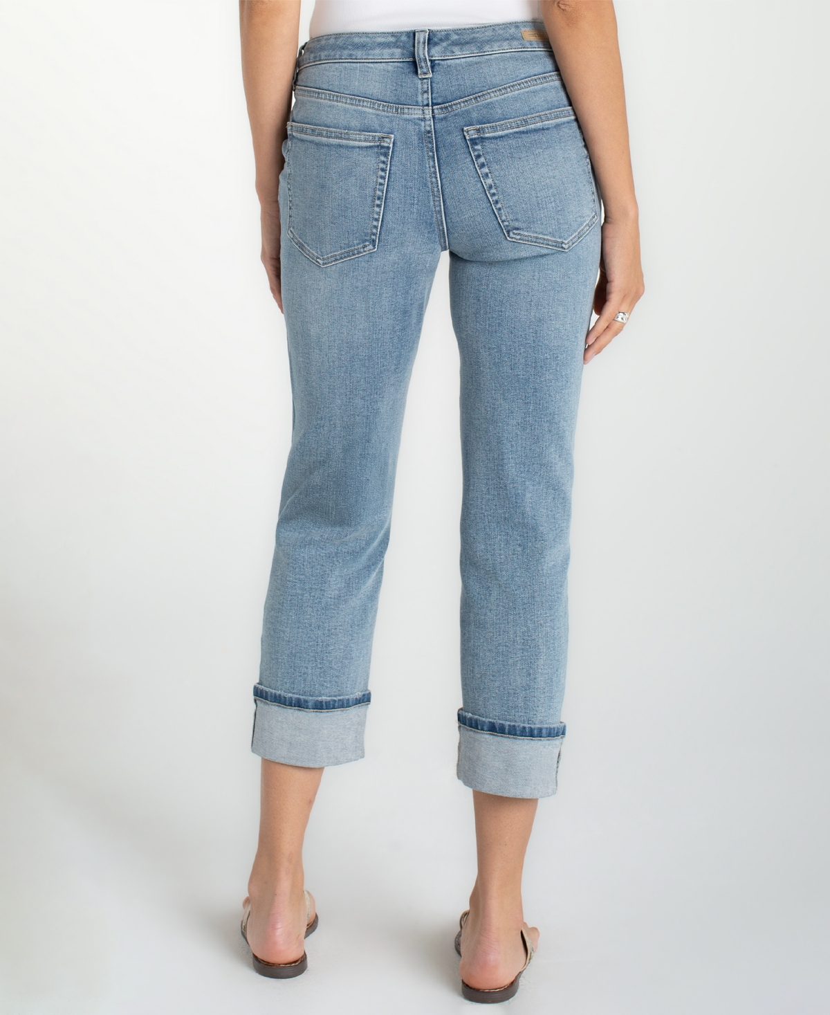 Liverpool Los Angeles Women's Marley Mid Rise Cropped Girlfriend Cuffed Jeans