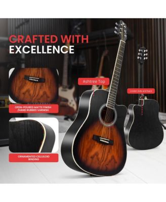 41   Steel Strings Acoustic Guitar for Beginner and Adults (Sunburst Teardrop