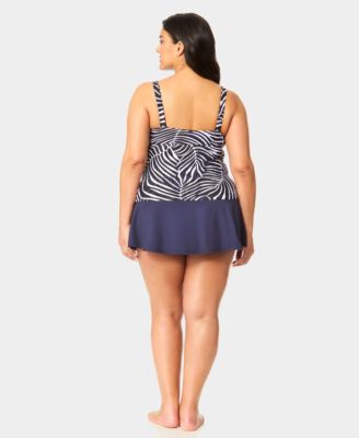 Plus Size Underwire Drape Front Pull-On Tankini Top