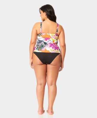 Plus Size V-Neck Drape Front Hidden Underwired One-Piece Swimsuit