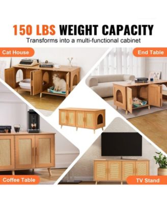 Wooden Cat Litter Box Enclosure for 2 Cats